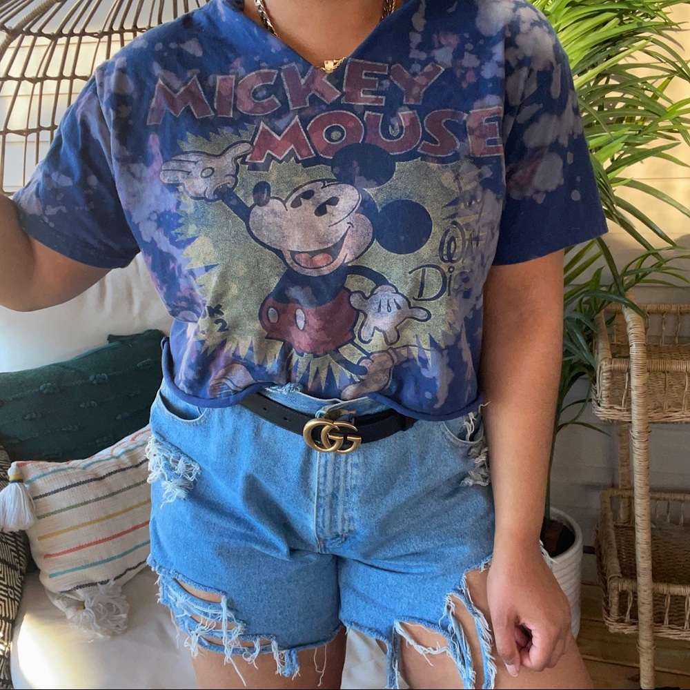 Disney Mickey Mouse Custom One Of A Kind Reverse Dyed Bleach Washed Graphic Tee